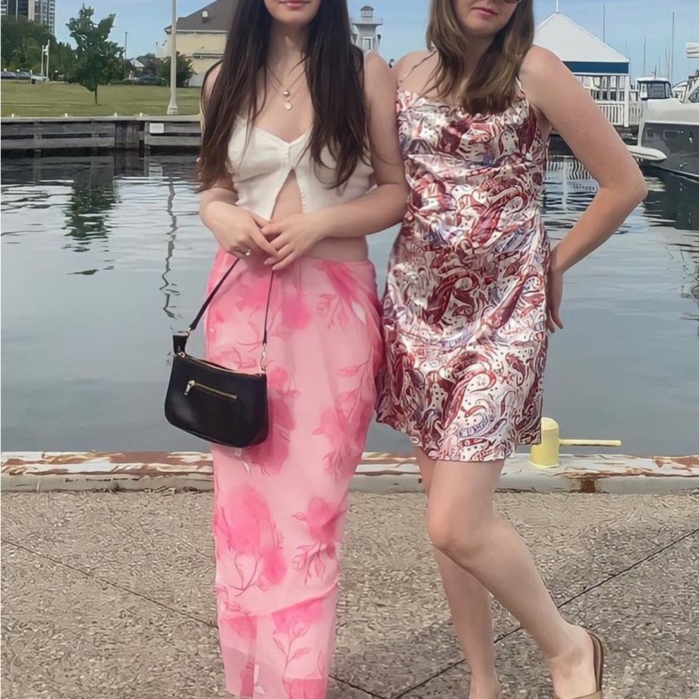 Pink patterned midi/maxi skirt